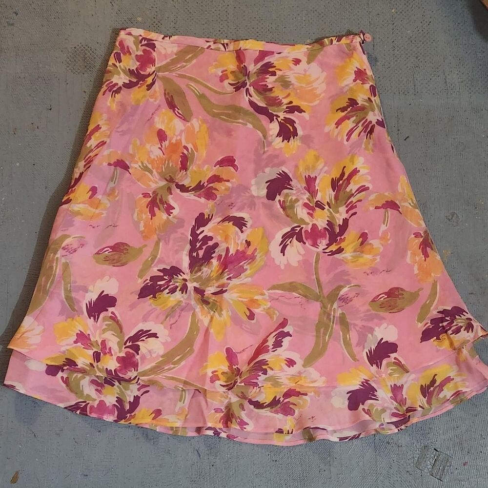 Vintage Floral Layered Midi Skirt, size 12 boho casual cottagecore fairycore - Picture 4 of 8